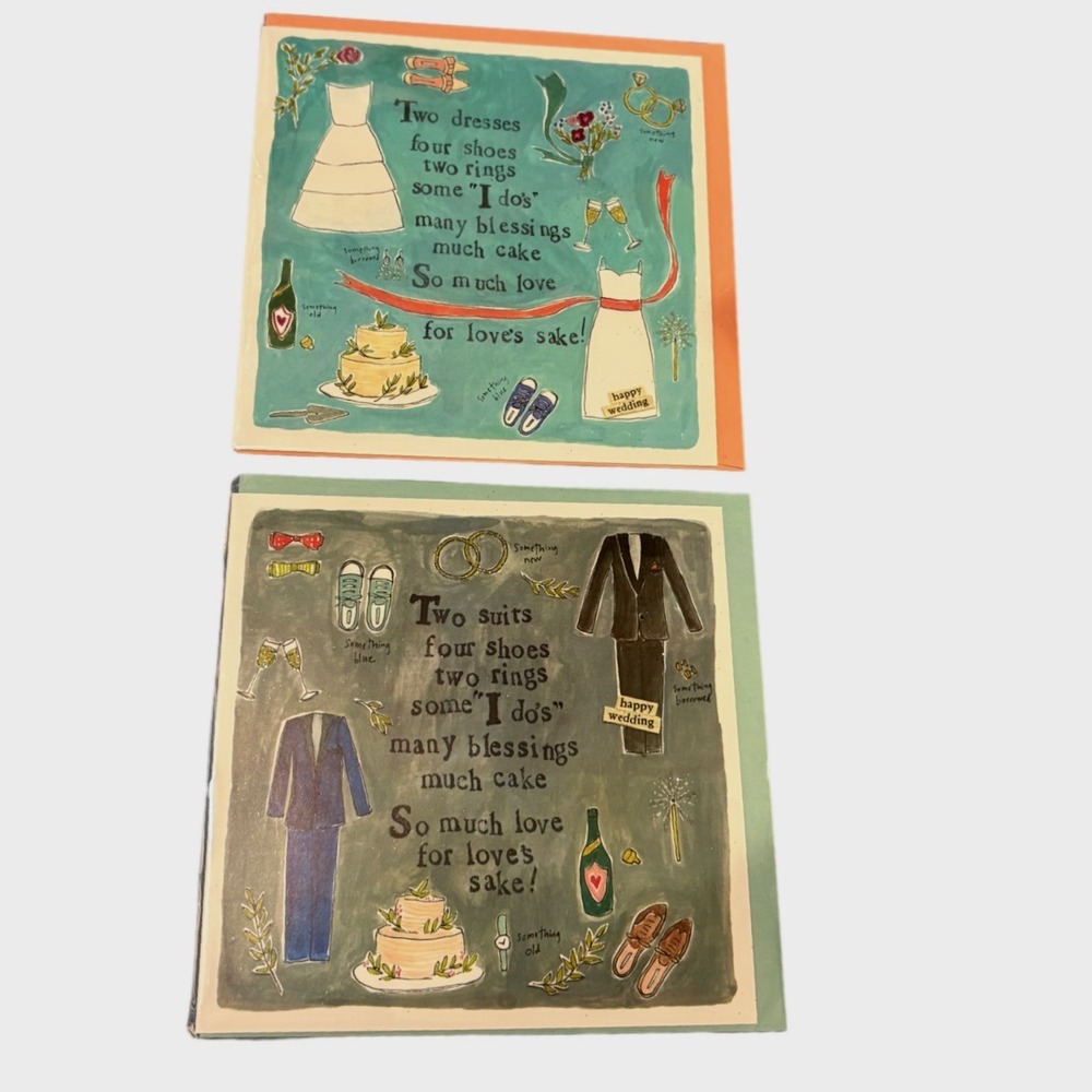 Curly Girl Design Wedding Cards Two Dresses Two Suits Bride Groom Bridal Bachelo